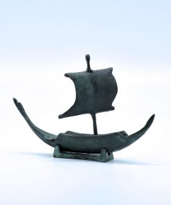 Oxidized bronze Minoan ship (12 cm)